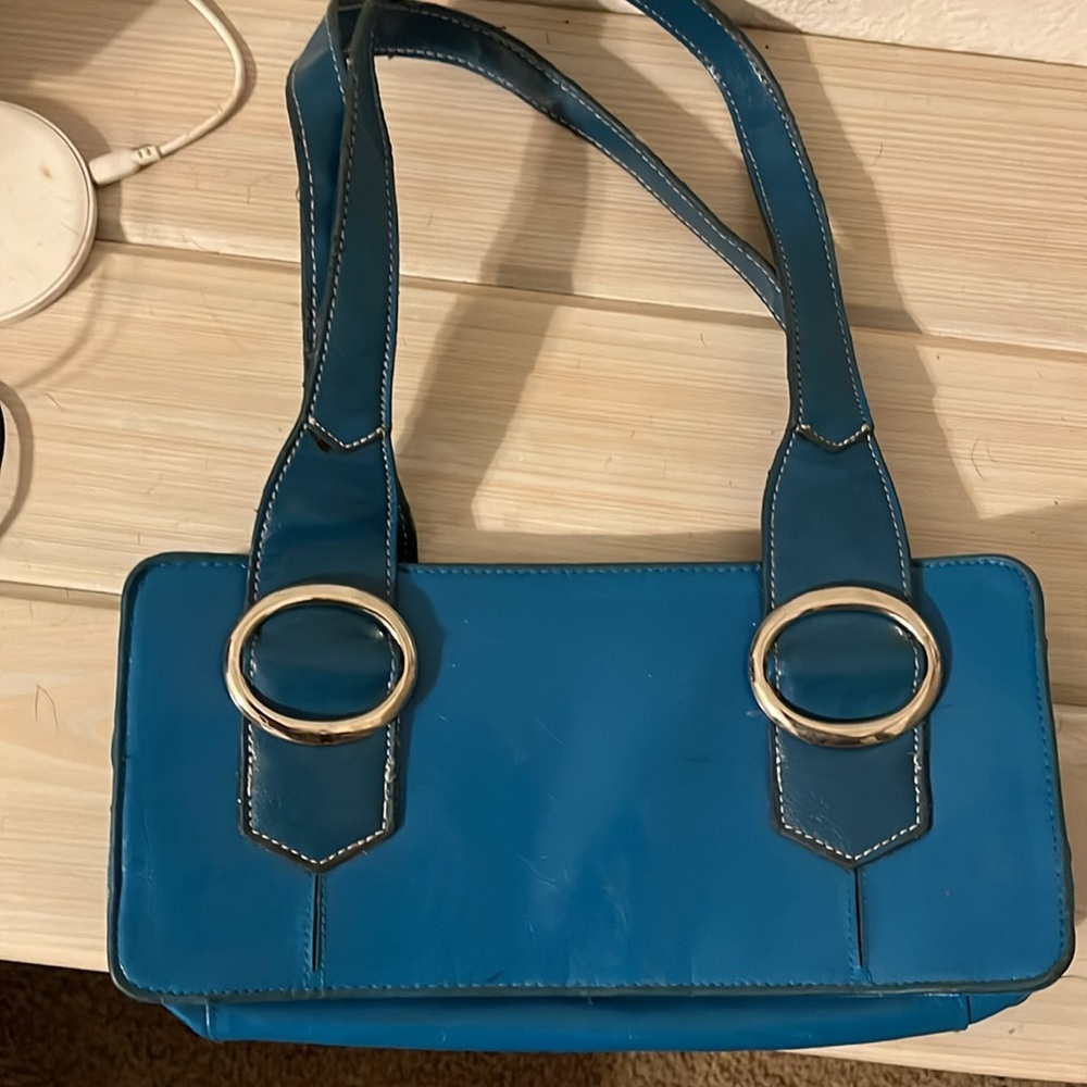 Teal leather purse gently used